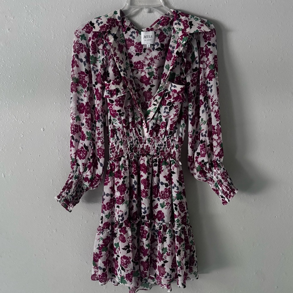 Misa rose floral ruffle mini dress